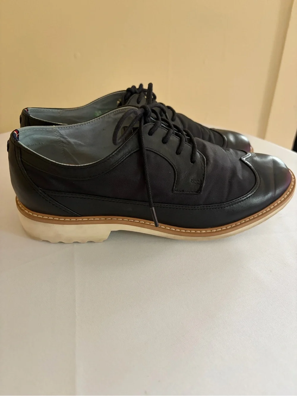 Tommy Hilfiger Black Leather & Canvas Derby Shoes